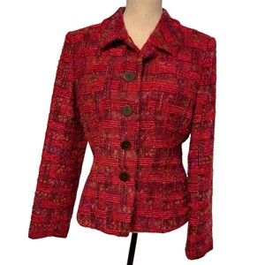 ANTONIO FUSCO COAT JACKET BLAZER RED PURPLE SOFT TWEED BUTTONS SIZE 48 US 12